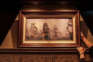 Giclee Painting on canvas #3 of 95 sailing ships in battle in endurance by Abraham Hunter