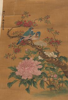 Antique Chinese Ink & Color on Silk Painting