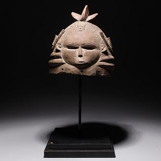 Carved Wood African Mende Helmet