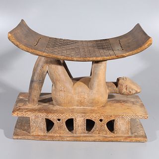 African Tribal Carved Wood Stool