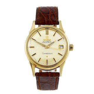 OMEGA - a gentleman's Constellation wrist watch. 18ct yellow gold case, hallmarked Birmingham 1961.