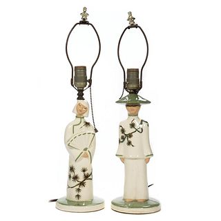 Pair Hollywood Regency Ceramic Lamps