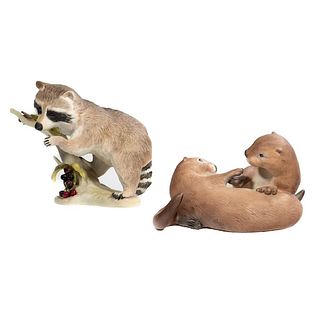 Cybis Bisque Racoon and Otters