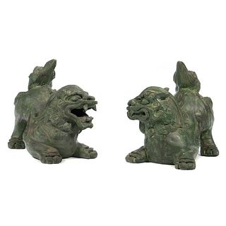 Pair of Asian Ceramic Guardian Lions