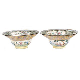 Pair of Late 19th Century Chinese Enameled Bowls.