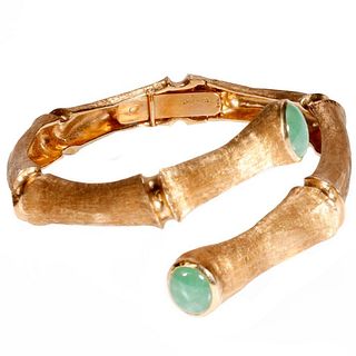 14k gold and jade cuff bracelet
