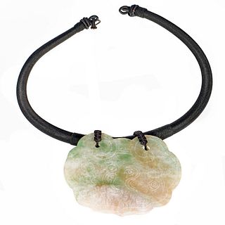 Jade and cord necklace