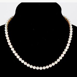 Cultured pearl and 14k gold necklace