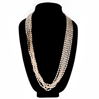 Gumps freshwater pearl, agate, 14k gold torsade necklace