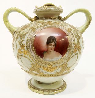 19th C. German Hand Painted Porcelain Vase