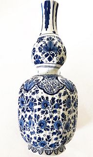 A Dutch Royal Delft Blue Hand Painted Vase, Signed
