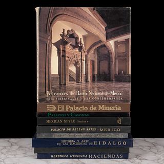 Libros sobre Edificaciones, Haciendas y Estilo Mexicano.Palacio de Bellas Artes de México / Tres Grandes Colegios de Nueva España.Pzs:9