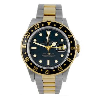 ROLEX - a gentleman's Oyster Perpetual Date GMT-Master II bracelet watch. Stainless steel case with