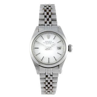 ROLEX - a lady's Oyster Perpetual Date bracelet watch. Circa 1981. Stainless steel case. Reference 6
