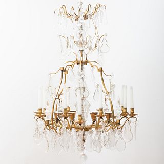 Louis XV Style Gilt-Metal and Glass Twenty-Light Chandelier
