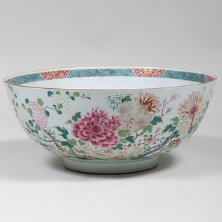 Large Chinese Export Famille-Rose Punch Bowl