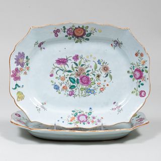 Pair of Chinese Export Famille Rose Porcelain Platters