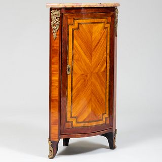 Small Louis XV Provincial Gilt-Bronze-Mounted Tulipwood and Kingwood Parquetry Encoignure