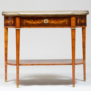 Louis XVI Style Brass-Mounted Tulipwood and Walnut Marquetry Console Desserte
