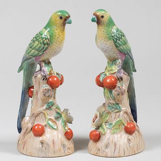 Pair of Chinese Porcelain Figures of Parrots