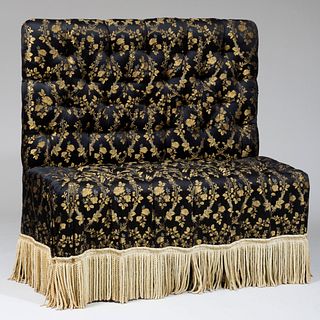 Tufted Upholstered Banquette with Fringe