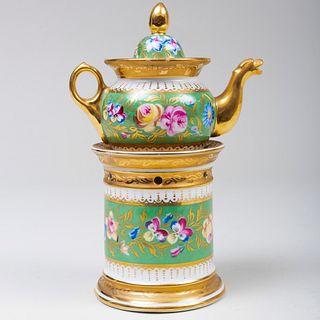 Continental Porcelain Teapot on Warming Stand