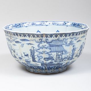 Large Chinese Blue and White Porcelain Bowl