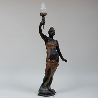 Metal and Brass Figural Torch Light