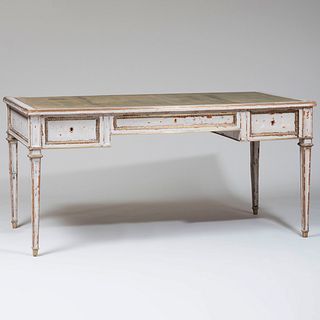 Continental Neoclassical Style Brass-Mounted Painted Desk, of Recent Manufacture