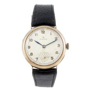 ROLEX - a gentleman's Trench Style wrist watch. 9ct yellow gold case, import hallmarked Glasgow 1928