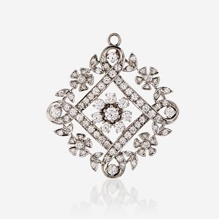 A fourteen karat gold and diamond pendant