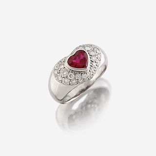 A ruby, diamond, and eighteen karat gold ring