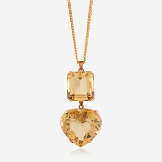A citrine and eighteen karat gold pendant/necklace