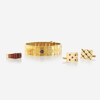 A collection of gold and gem-set jewelry