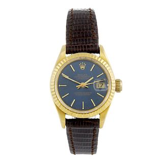 ROLEX - a lady's Oyster Perpetual Datejust wrist watch. Circa 1989. 18ct yellow gold case with flute