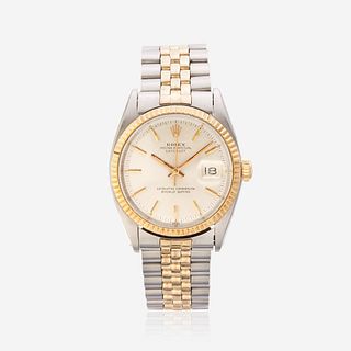 A stainless steel and gold bracelet watch, Rolex datejust