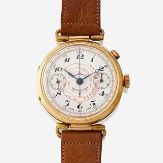 An eighteen karat gold chronograph strap wristwatch, Eberhard & Co.