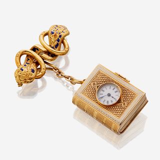A fourteen karat gold and enamel keepsake pendant watch, Swiss