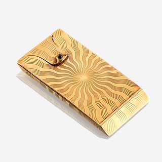 An eighteen karat gold and sapphire card case, Cartier