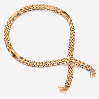 A fourteen karat gold and enamel necklace
