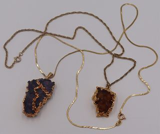 JEWELRY. (2) Geode Pendants and (1) 14kt Gold