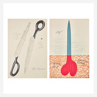 Claes Oldenburg (American, b. 1929) Scissors as Monument and Scissors to Cut Out, from National Collection of Fine Arts Portfolio