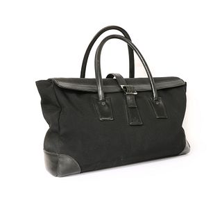 A Gucci black nylon and leather weekend bag,