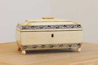 An Anglo-Indian ivory tea caddy,