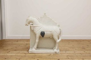 A large Mughal-style carved marble horse,