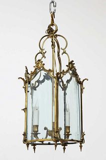 A French Louis XV-style gilt-metal hall lantern,