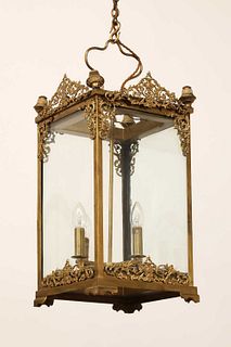 A gilt-metal hall lantern,