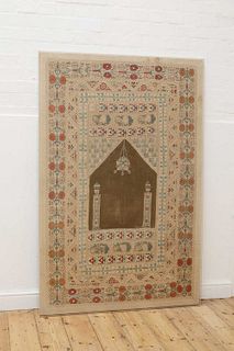 An Ottoman embroidered qibla prayer cloth panel,