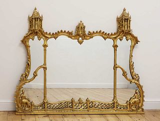 A George III Chinese Chippendale-style overmantel mirror,