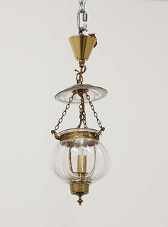 A lobed crystal glass hall lantern by Val Saint-Lambert,